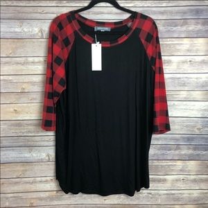 NWT Buffalo Plaid Raglan Top